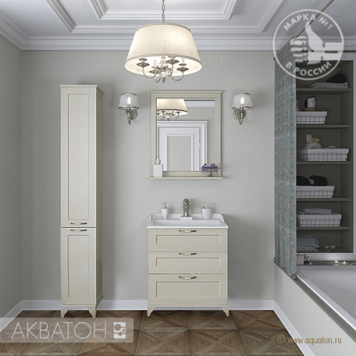 Тумба под раковину AQUATON Леон 65 Н напольная, дуб бежевый (1A194601LBPR0)