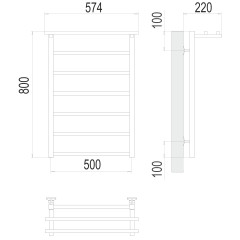 Полотенцесушитель TERMINUS Стандарт Контур с/п П7 500х800 NEW