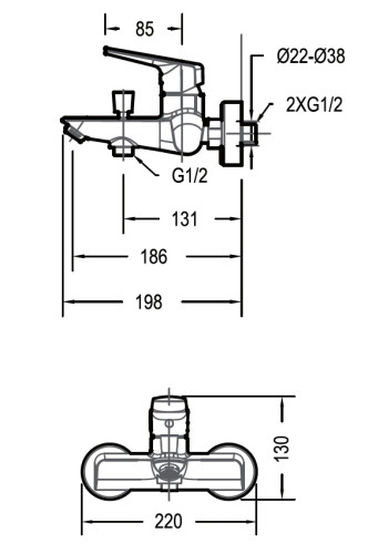 Смеситель для ванны Bravat Real Хром (F6121179CP-01)