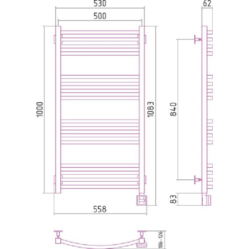 Электрический полотенцесушитель Сунержа Аркуc 1000х500 скрытое подключение