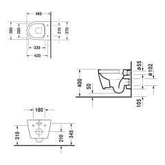 Унитаз Duravit Set ME by Starck подвесной с сиденьем Микролифт, белый (45300900A1)