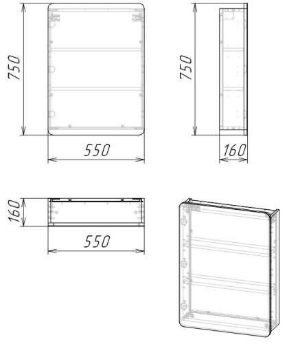 Шкаф-Зеркало Grossman ТАЛИС-60 см универсал. бетон пайн