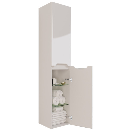 Пенал QL35, 35 см, подвесной/напольный, универсальный, 2 дверцы, 4 стеклянные полки, белый глянец