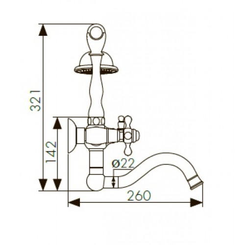 Смеситель для ванны KAISER Carlson Style (44422-1)