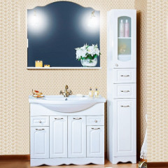 Шкаф пенал Бриклаер Анна 32 4627125411427 с бельевой корзиной Белый глянцевый