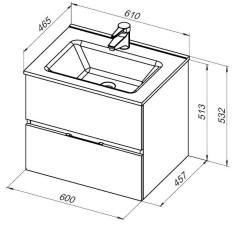 Тумба с раковиной Aquanet Алвита New 60 2 ящика, серый