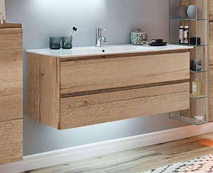 Marlin 3290fair, тумба под раковину 117 см, (2 одинаковых по высоте ящика), цвет дуб натуральный