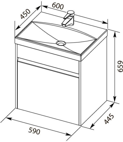 Тумба с раковиной Aquanet Палермо 60 белый