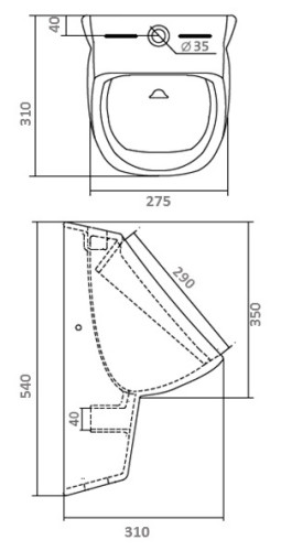 Писсуар Santek Гала 27х31х54 с креплением (1.WH30.1.774)