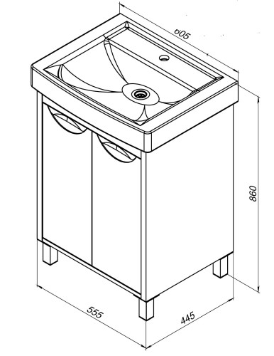 Тумба под раковину Aquanet Гретта 60 New белый (2 дверцы)