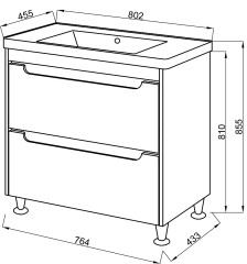 Комплект в ванную Ceruttispa тумба Эмилия grey 80 с умывальником "Кантэ 80"