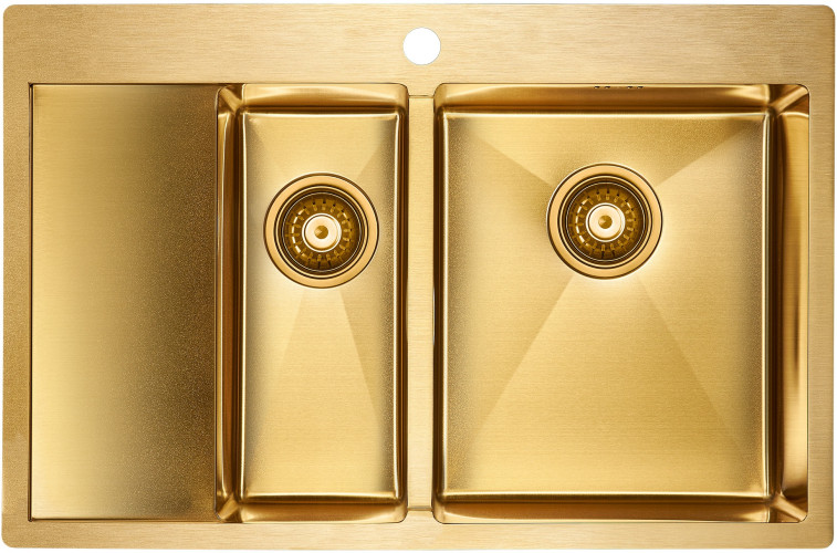 Мойка нерж. сталь Paulmark LIGA, PM227851-BGR, брашированное золото, правая, 780х510мм, Paulmark