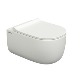 Унитаз BERGES подвесной EGO XL матовый белый Rimless 54 см, сиденье EGO XL Slim SO матовый белый, микролифт , быстросъем