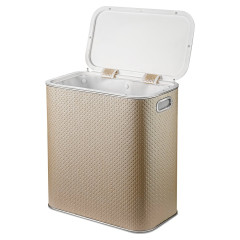 Корзина для белья  PLH-M PUNTO бежевая, кант хром, малая