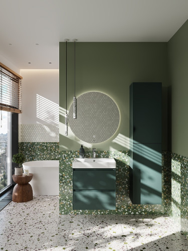 Тумба под раковину Roca Ona 600 подвесная, 2 ящика, зеленый матовый (A857613513)