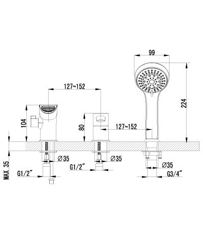 Смеситель на борт ванны Lemark Atlantiss LM3245C