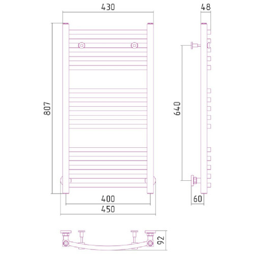 Водяной полотенцесушитель Сунержа Аркус 800х400