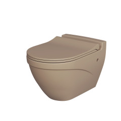 Унитаз Nord 133T20501 (535*385*360) ТЕМНО-БЕЖЕВЫЙ МАТОВЫЙ подвесной с тонкой крышкой