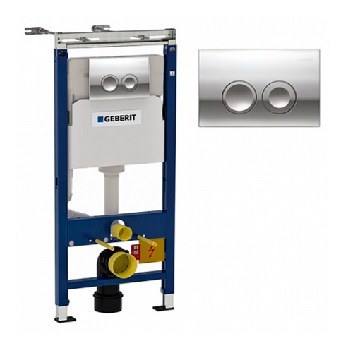 Инсталляция для подвес. унитаза Duofix, 112 см, со смыв. бачком 3/6 л, клавиша Delta 21 хром глянец, компл.крепежа 50 см (458.122.21.1)