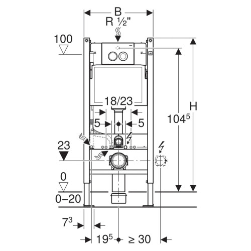 Инсталляция для подвес. унитаза Duofix, 112 см, со смыв. бачком 3/6 л, клавиша Delta 21 хром глянец, компл.крепежа 50 см (458.122.21.1)