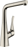 Кухонный смеситель Metris 320, однорычажный, с вытяжным изливом, под сталь (14821800)