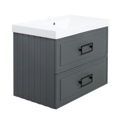 Тумба под раковину подвесная La Fenice Cubo TWIN FNC-01-CUB-G-80-2, серо-зеленая