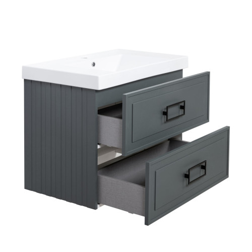 Тумба под раковину подвесная La Fenice Cubo TWIN FNC-01-CUB-G-80-2, серо-зеленая