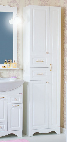 Шкаф пенал Бриклаер Анна 52 4627125411410 с бельевой корзиной Белый глянцевый