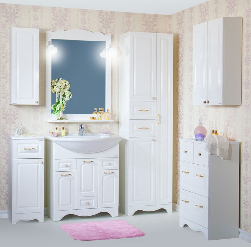 Шкаф пенал Бриклаер Анна 52 4627125411410 с бельевой корзиной Белый глянцевый