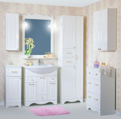 Шкаф пенал Бриклаер Анна 52 4627125411410 с бельевой корзиной Белый глянцевый