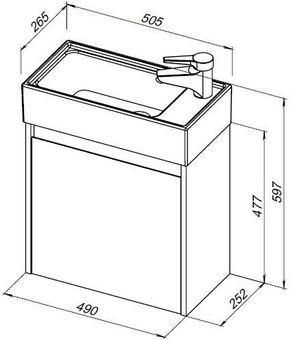 Тумба с раковиной Aquanet Nova Lite 50 дуб рустикальный (с дверецей)