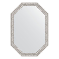 Зеркало настенное Polygon EVOFORM в багетной раме волна алюминий, 48х68 см, BY 7009