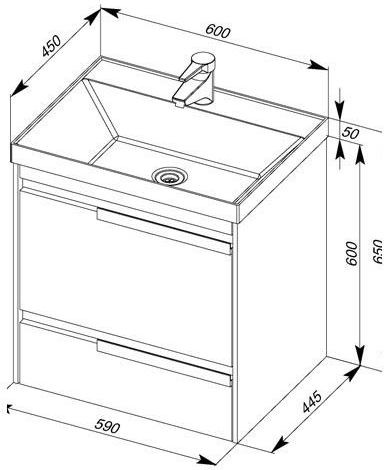 Тумба с раковиной Aquanet Тиволи 60 бордо