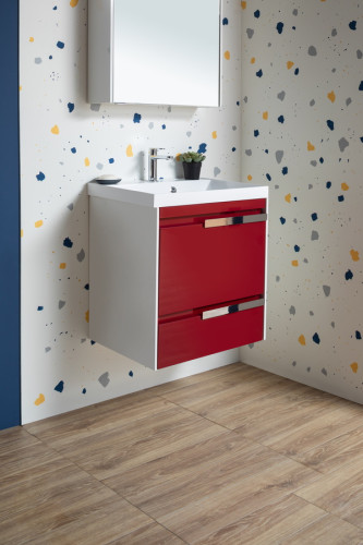 Тумба с раковиной Aquanet Тиволи 60 бордо