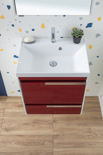 Тумба с раковиной Aquanet Тиволи 60 бордо