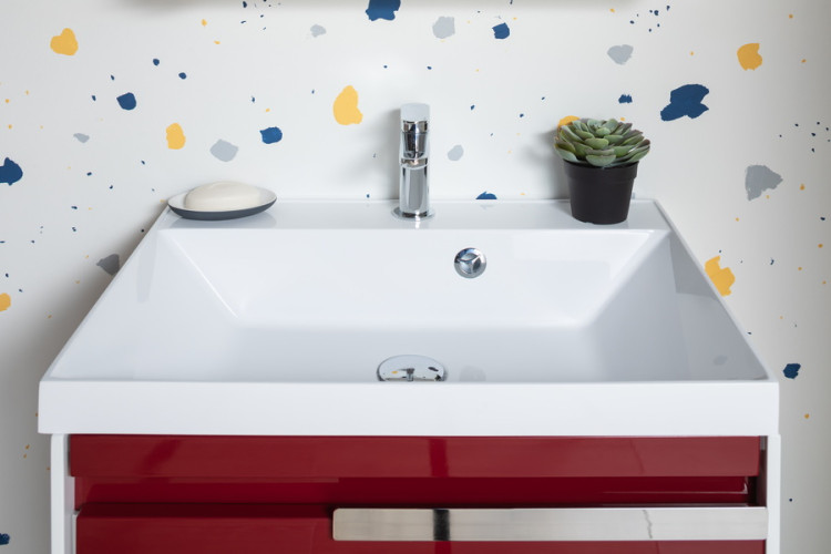 Тумба с раковиной Aquanet Тиволи 60 бордо