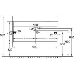 Тумба под раковину Jacob Delafon Vivienne 100 подвесная, Белая глянцевая/Дуб давос натуральный (EB1668-E75-J5)