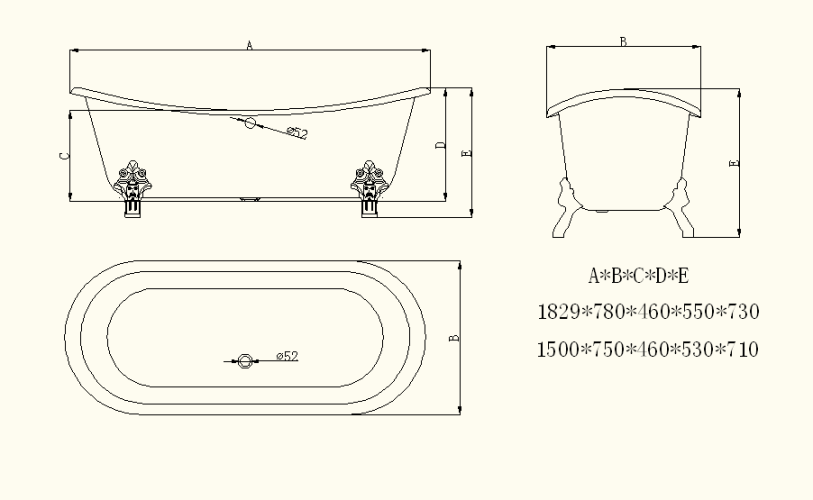 Чугунная ванна Sharking SW-1010A 183x78