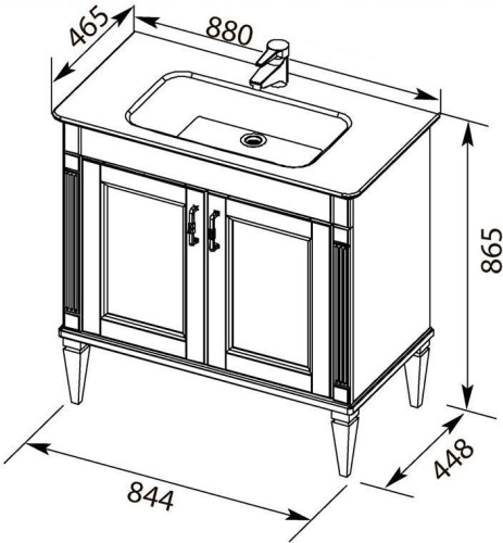 Тумба под раковину Aquanet Селена 90 белый/серебро