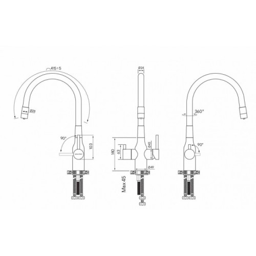 Смеситель для кухни Paulmark Salix бронза, белый шланг, 213419-BRw, Paulmark