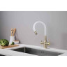 Смеситель для кухни Paulmark Salix бронза, белый шланг, 213419-BRw, Paulmark
