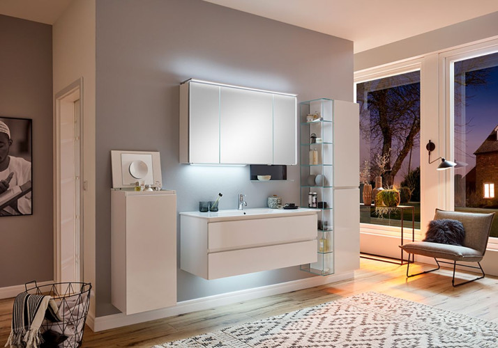 Комплект мебели Marlin 3290fair, 970 мм (2 одинаковых по высоте ящика), цвет белый шелковый глянец