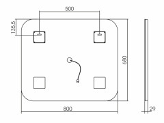 Stiv 800х680 - 2 (подогрев, сенсорный выключатель) зеркало