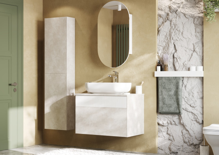 Тумба под раковину AQUATON Марбл 80 800х460х530 подвесная, Слэйт/Белый матовый (1A276201MH4C0)