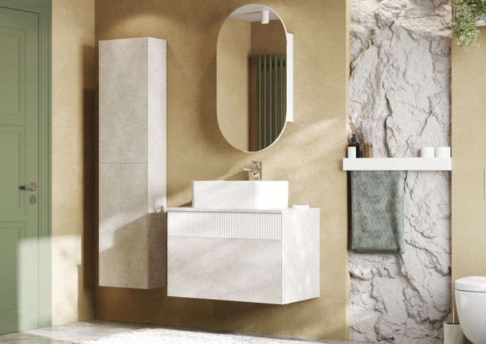 Тумба под раковину AQUATON Марбл 80 800х460х530 подвесная, Слэйт/Белый матовый (1A276201MH4C0)