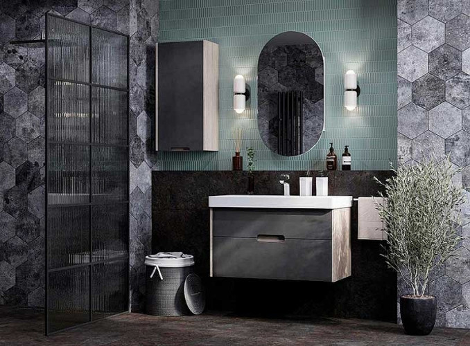 Шкаф подвесной AQUATON Оливия 35 L левый, Грей/Дуб Ойстер (1A254703OLUGL)