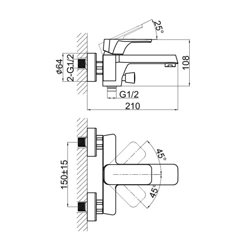 Смеситель для ванны D&K Berlin DA1433215, черный