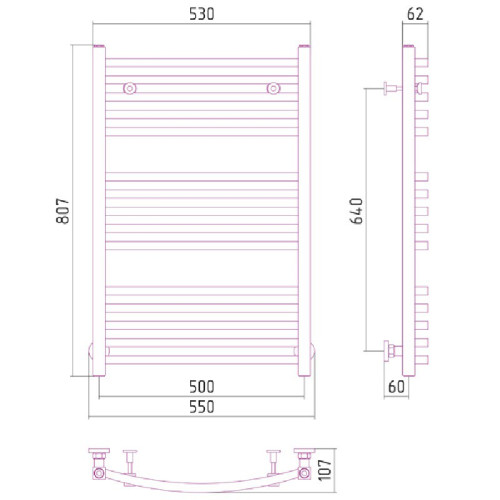 Водяной полотенцесушитель Сунержа Аркус 800х500