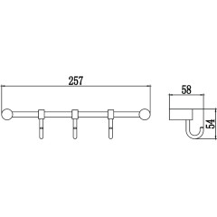 Планка с крючками (3 крючка) Savol S-006203 хром