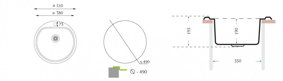 Кухонная мойка Florentina Глория GL.510.В.10